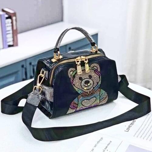 Cute Bear Bags for Women 2021 Luxury Rhinestone Large-capacity Handbag Ita Tote Rhinestone Female Shoulder Messenger Bolsa