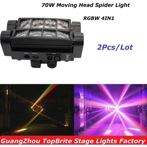 High Quality 2Pcs/Lot 70W Moving Head Bar Beam Light 8*3W RGBW 4IN1 Led Spider Light For Stage Dj Disco Laser Light Projector