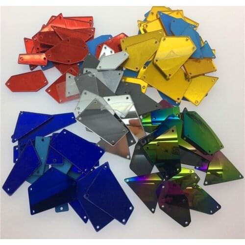 TopStone Mixed Size 30pcs 5Colors Sew On Irregular Acrylic Mirror Rhinestones for Dress Making