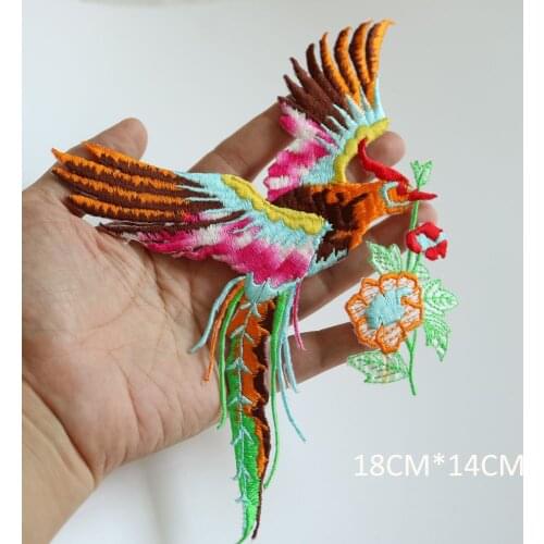 Embroidered water soluable bird Patches for clothing DIY Iron on floral parches Embroidery lace appliques for dresses