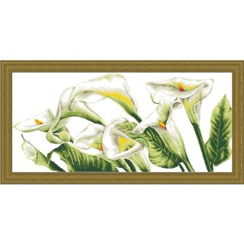 High Quality Lovely Counted Cross Stitch Kit White Calla Lilies Lily Flower Flowers Bouquet