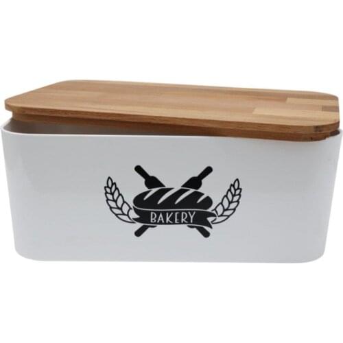 Bread Storage Box Plastic Container With Wood Lid Cutting Board Handles For Kitchen Countertop Bread Cookies Storage Holder Set