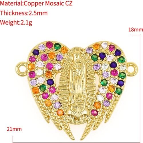2021 Rainbow Virgin Mary Pendants For Women DIY Necklace Accessories Supplies Crystal Zircon Jewelry Making Virgen De Guadalup