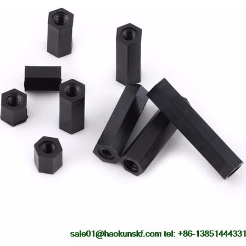 20pcs 50pcs M2 M2.5 M3 M4 Black or White Spacing Screw Column Flat Head Female Double Pass Nylon Plastic Nut for PCB Fixed