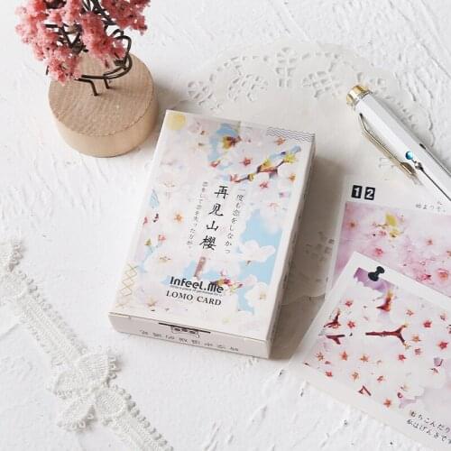 28 Sheets/Set Beautiful Cherry Blossoms Series Lomo Card Mini Postcard Greeting Card Christmas Gifts