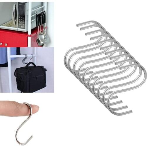 304 Stainless Steel S Shaped Hanger Hook Kitchen Bathroom Clothing Hanger Hooks Railing Clasp Holder Hooks Hanging 1 PCS