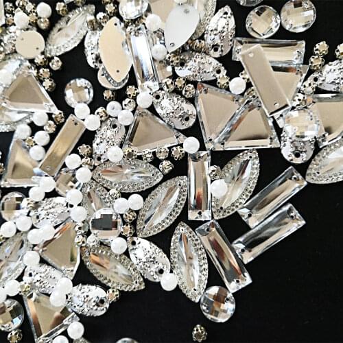 Useful 315ps Mix shape silver flat back sew on hotfix rhinestones cheer mom for wedding dance dress garment decor nails costumes