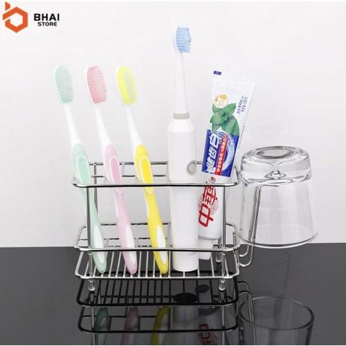 5/6 Holes Toothbrush Holder High Quality Stainless Steel Toothpaste Shelf Cup Storage Rack Multifunction Bath Organizer Accessor