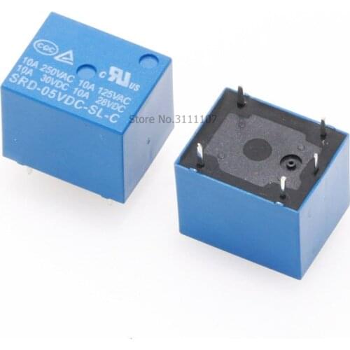 5PCS/LOT SRD-05VDC-SL-C SRD-05 5 Pins 5V 10A DC Coil PCB Relay