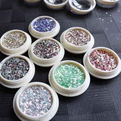 8Jars Aurora Symphony Colorful Glitter Paillette Hexagon Shape Manicure Nail Art Decoration Sparkly Flakes Mixed Glitter MYY386