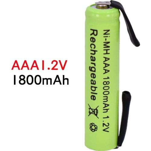 AAA Rechargeable 1.2V 1800mah Ni-Mh Battery Cell, with Solder Tabs for Philips Braun Electric Shaver, Razor, Toothbrush