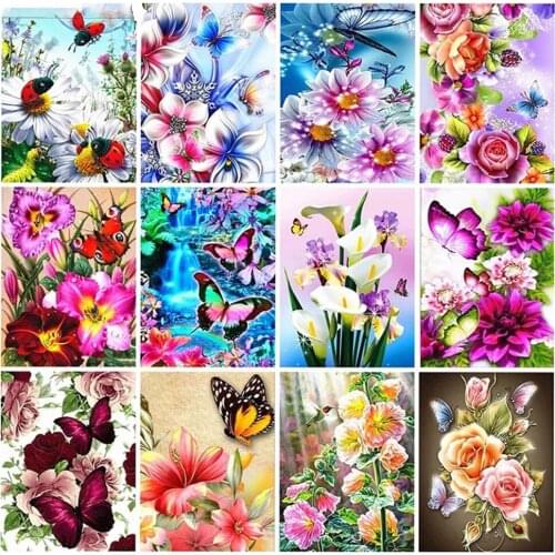 5d DiY Full Diamond Painting Mosaic Flower Butterfly Needlework Diamond Embroidery Cross Stitch Kits Home Wall Decor Stickers