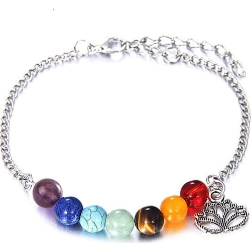 Hollow Lotus Pendant Yoga Anklets Copper Foot Chain Summer Beach Charm Jewelry Gifts Natural Stones Anklets For Woman 1 Pc