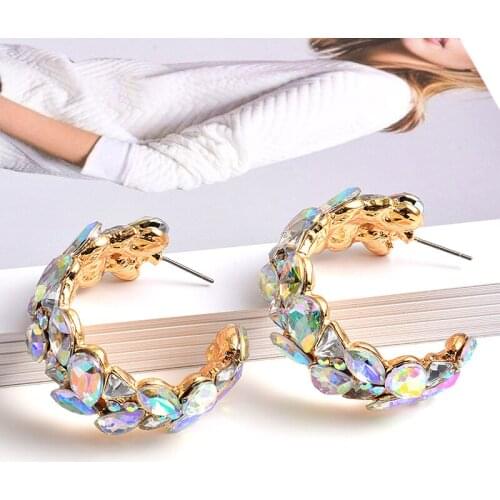 Bohemian Shiny Crystal Beads Dangle Earrings For Women Statement Round Drop Earrings Fashion Charm Ethnic Oorbellen