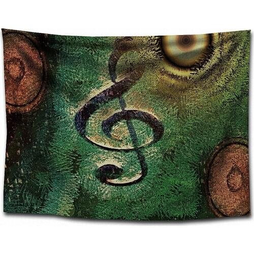 Big Musical Notes Hip Hop Rock Retro Polyester Tapestry Wall Stickers Rock Reggae Flags Banners Hanging Paintings Wall Decor J