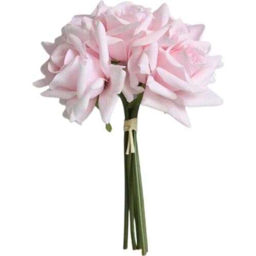 Bouquet Of Roses Wedding Hand Flowers Silk Artificial Holding Bridal Bouquets Throwing Bouquets 5 Head Curling False Hydrangea