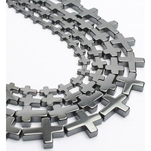 Natural Stone Beads Crosses Shape Black Hematite Beads For Jewelry Making Diy Bracelet Necklace jewellery 6x8/8x10/10x14/14x17mm