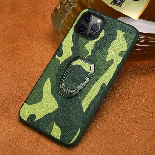 Genuine Camouflage Leather Phone Case for iPhone 12 Pro Max 12 Mini 11 Pro Max X XS Max XR 6 6S 7 8 Plus SE 2020 Magnetic Cover