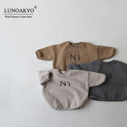Lunoakvo Baby Clothes Autumn Baby Girls Printed Sweatshirts Tops Kids Long Sleeve T-shirt Toddler Boys Casual Fleece Sweater