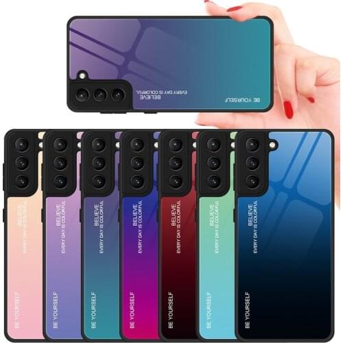 Gradient Glass Case for Samsung Galaxy S21 FE S21 Plus Tempered Glossy Back Cover For Galaxy Note 20 Ultra S20 s10e Note 10 Lite