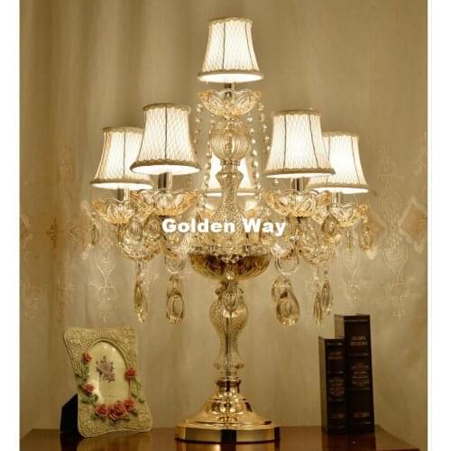 Free Shipping K9 Crystal Modern Champagne Crystal Table Lamp Luxury Lustres De Cristal Table Lamp Floor Lamp Bedside Lighting
