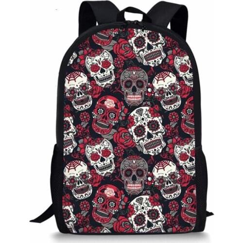 Teenagers Classic School Bags Trendy Sugar Skulls 3D Printed Students Schoolbag Womens Large Shoulder Backpack 2021