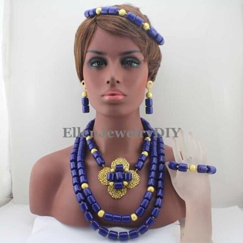 New African beads Jewelry Set Necklace Bracelet Earring Costume Nigerian Wedding Coral Beads Bridal Jewelry Set W13112