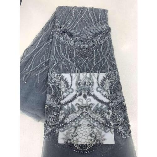 Nice looking french net lace with full beads graceful L-59882 african embroidered net lace fabric