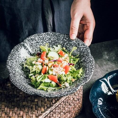 Creative ceramic magnolia plate Japanese-style minimalist restaurant plate deep dish plate cold dish plate pickle plate dessert