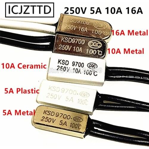 KSD9700 Thermostat 5A 10A 16A 250V Temperature Thermal Control Switch normal close Closed open NC NO 40-150 Degree