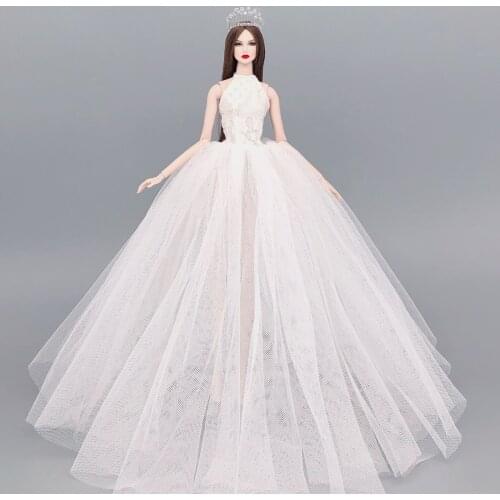 Fashion Gowns For Barbie Doll Clothes bjd 1/6 Princess Party Handmade Dress for Barbie baby Outfit white Costume Accessories Toy