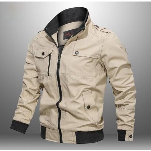 Mens Bomber Jacket Spring Autumn Military Pilot Coat Zipper Tactical Mens Jackets Motorcycle Cargo Air Force Flight Coats 2020