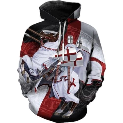 2021 New 3D Printed Knight Medieval Men hoodies Knights Templar Harajuku Fashion hooded Sweatshirt Unisex Casual jacket Hoodie