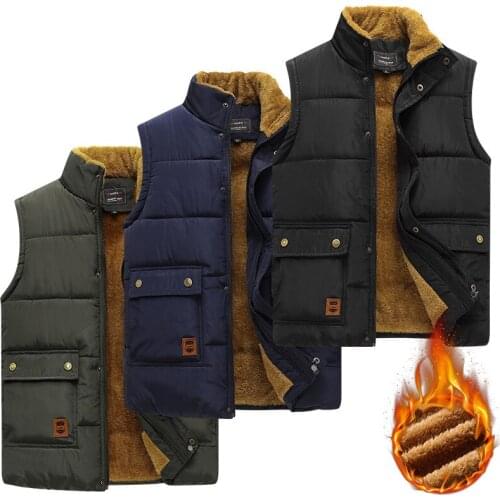 Large Size 7XL Men Outdoor Winter Plus Velvet Vest Thicken Thermal Windproof Cotton Waistcoat Climbing Skiing Fishing Warm Vest