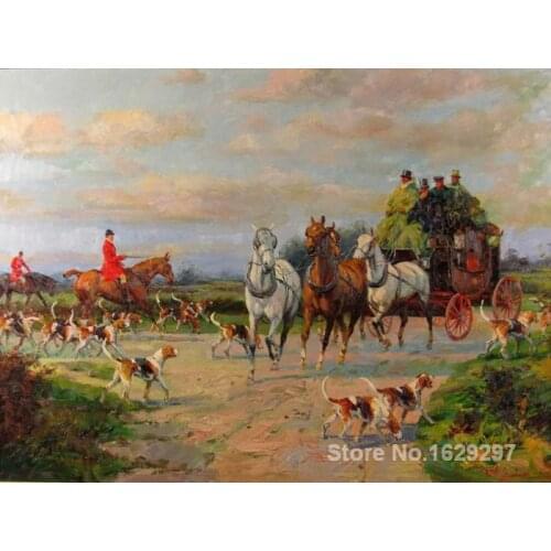Wall art Horse Paintings Fox Hunt and animal Heywood Hardy High quality Hand painted landscapes dogs picture for office decor