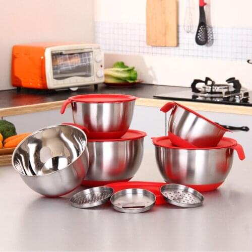 Stainless Steel Mixing Bowls Non Slip Silicone Bottom Nesting Storage Bowls Meal Mixing Prepping 16 / 18 / 20/ 22 / 24CM Bowls