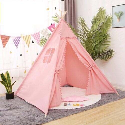 Kids Toy Tents Camping tent House for children Foldable Game Teepee Indian indoor Canvas Cotton Triangle Tipi childrens toys