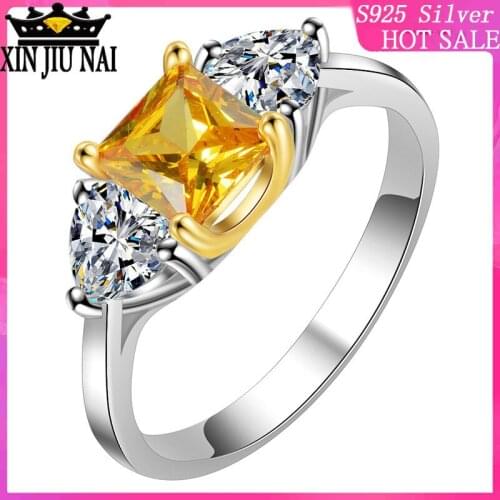 925 sterling silver Luxury natural yellow diamond love gorgeous marriage ring temperament simple fashion new jewelry