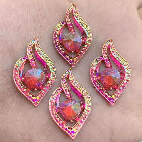 21*34mm Leaves shape Resin Rhinestones flatback crystals jewelry accessory gemstone strass American local beads make 80pcs -B37