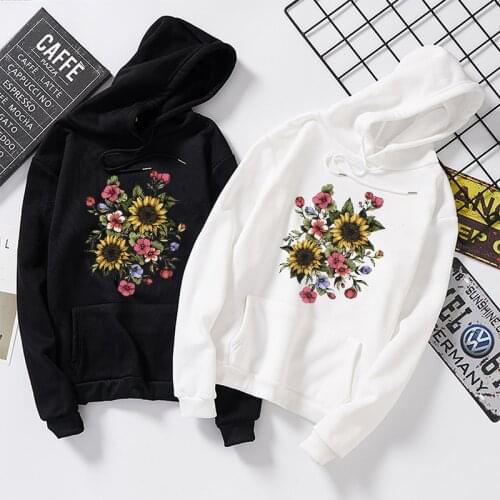 Hoodies Sweatshirt Women Harajuku Streetwear Sunflower Print Hoodie Winter Women Fashion Clothes Kawaii Korean Moletom Mujer