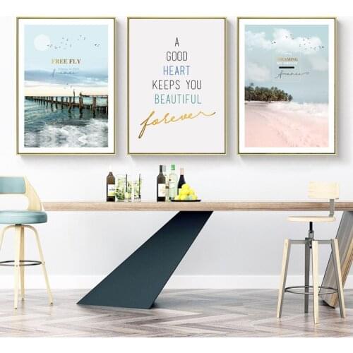 Unique Natural Landscape Desert Pink The Beach Canvas Painting Art Spray Color Wall Picture Poster Living Dining Room Decoration