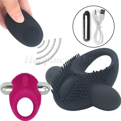 USB Rechargeable Cock Vibrator Ring Penis Vibrating Rings Clitoral Stimulate Massager Sex Toys For Couples Men Delay Ejaculation