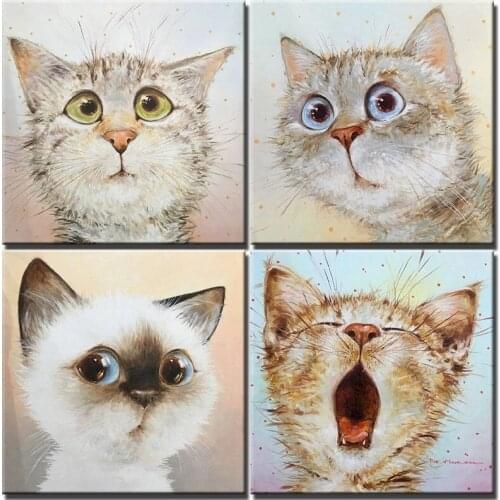 Adults Kit DIY Painting By Numbers Set On Canvas Hand Drawing Cat Head Picture Animals Oil Painting HandPainted Home Decor Gift