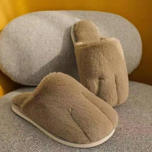 New Winter Home Furry Slides For Women Cute Cat Paw Design Platform Plush Women Slippers Nonslip Couples Bedroom Fuzzy Shoes