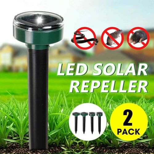 2X Ultrasonic Repellents Solar Powered Outdoor Ground Rodent Mole Mouse Rat Control Farm Garden Lawns Supplies