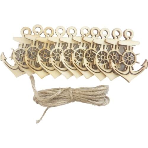 20pcs Mediterranean Anchor Nautical Wood DIY Craft Scrapbook Embellishment Wooden Pendants Ornaments Decorations