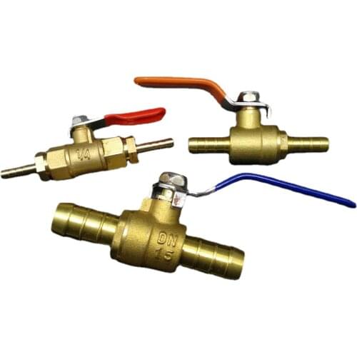 4MM 6mm 8mm 10mm 12mm 14mm 16mm 19mm 25mm Hose Barb Two Way Brass Shut Off Ball Valve For Fuel Gas Water Oil Air