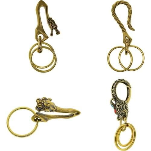 4Pieces Lovely Solid Brass Key Ring Bolt Snap Trigger Hook Wallet Holder for Bags Gifts