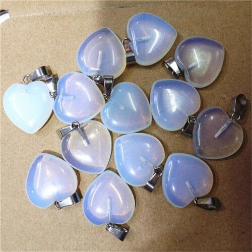 50Pcs 20x20x7mm Wholesale White Opal Love Heart Pendant Bead DIY Earrings Handmade Jewelry Accessories S686