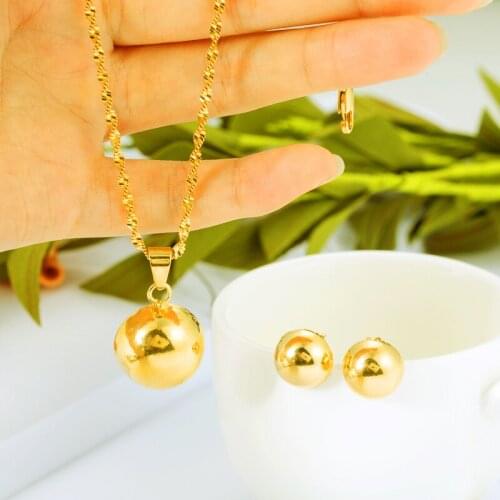 Nigeria Jewelry Sets Ethiopian Jewelry Gold Color Half Circle Ball Necklace/Earring/Pendant for Women Gift African Party